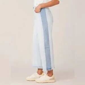 Democracy Jeans Womens 14 AB Technology Relaxed Straight Leg fray Hem Two Tone